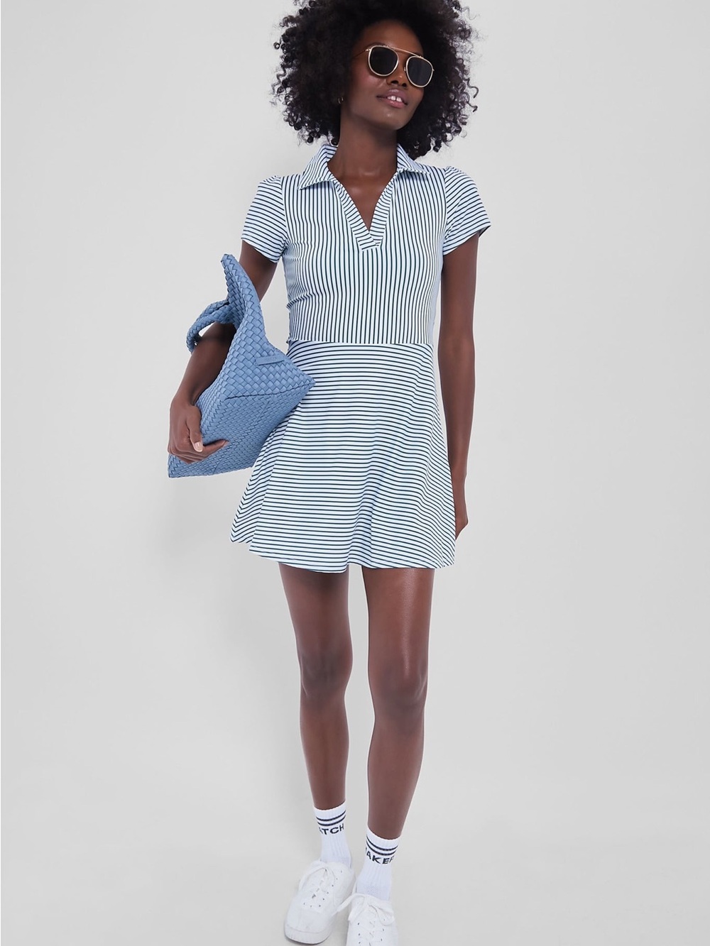 Addison Bay Ivy Cricket Striped Polo Dress - Blue & White | S